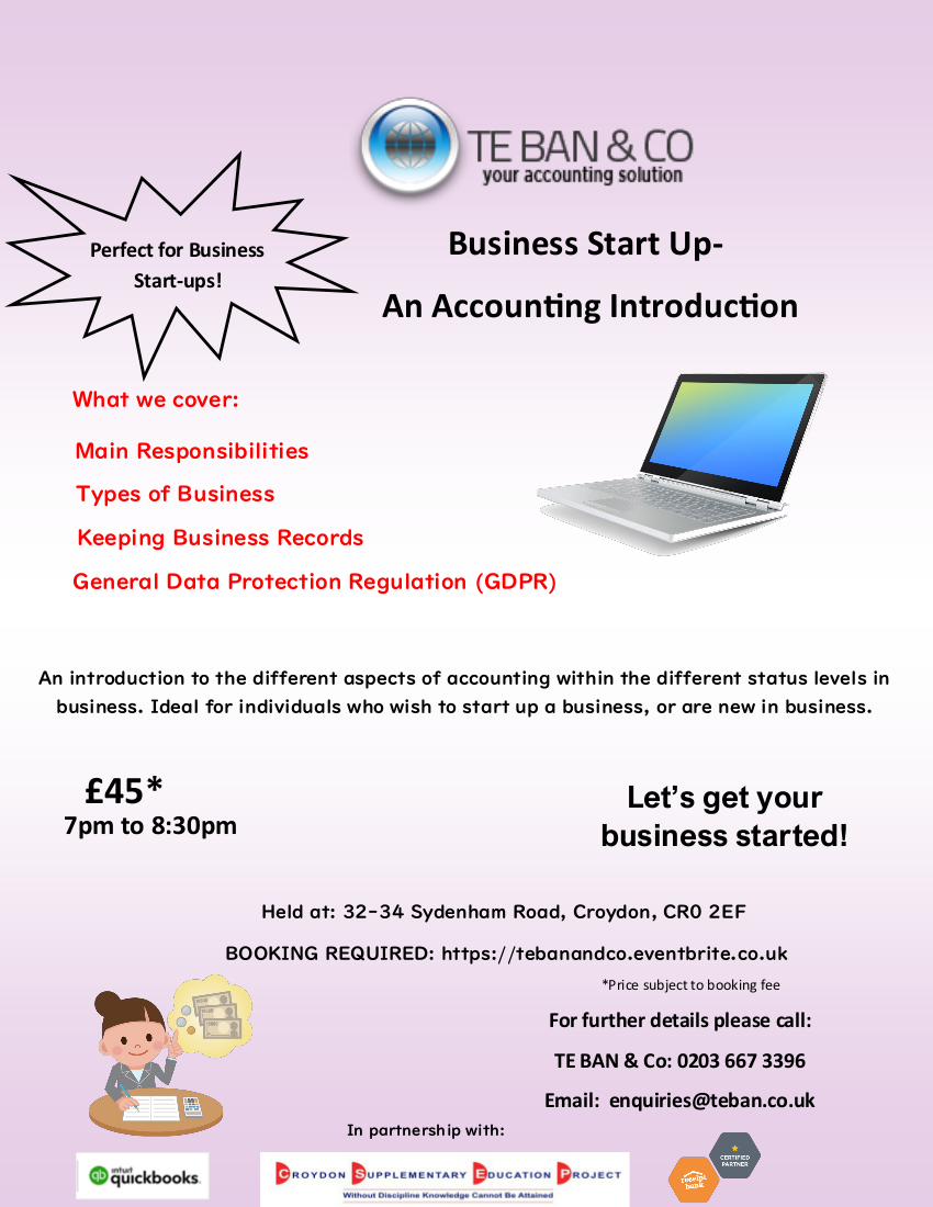 business start up accounting introduction flyer